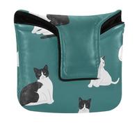 Funda magnética para putter de golf, para hombres y mujeres, piel sintética, belleza, manx, gatos, color verde azulado