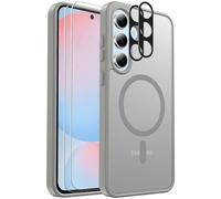 Funda magnética para Samsung Galaxy S24 FE a prueba de golpes, compatible con MagSafe, con 2 protectores de pantalla + 2 protectores de lente de cámara, funda translúcida antihuellas para Samsung