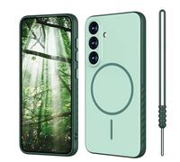 Funda magnética para Samsung Galaxy S25 Plus compatible con MagSafe, funda de silicona para Samsung Galaxy S25 Plus Case translúcida mate ultrafina resistente a los arañazos, verde