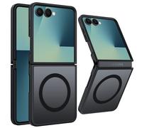 Funda Magnética para Samsung Galaxy Z Flip 7, Compatible con MagSafe, Carcasa Antihuellas Mate Translúcida Slim Antigolpes Acrílico Respaldo Protección Militar Case, Negro