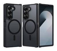 Funda Magnética para Samsung Galaxy Z Fold 6, Compatible con MagSafe, Carcasa Antihuellas Mate Translúcida Slim Antigolpes Acrílico Respaldo Protección Militar Case, Negro
