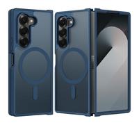 Funda Magnética para Samsung Galaxy Z Fold 6, Compatible con MagSafe, Carcasa Antihuellas Mate Translúcida Slim Antigolpes Acrílico Respaldo Protección Militar Case, Azul