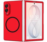 Funda magnética para Samsung Galaxy Z Fold 8, apta para Mag-Safe Folable Matt PC Hard Phone Case Delgada Robusta Resistente a los golpes Carcasa para Samsung Fold8 (Rojo)