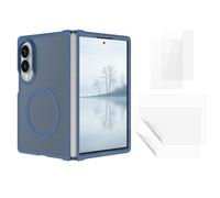 Funda magnética para Samsung Galaxy Z Fold8 con cristal Set Azul | 2 protectores de cristal para exteriores, 2 láminas de hidrogel para interiores, marco de TPU, placa trasera de 2,0 mm