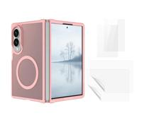 Funda magnética para Samsung Galaxy Z Fold8 con cristal Set Rosa | 2 protectores de cristal para exteriores, 2 láminas de hidrogel para interiores, marco de TPU, placa trasera de 2,0 mm