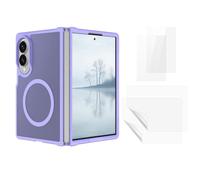 Funda magnética para Samsung Galaxy Z Fold8 con set de cristal, color lila | 2 protectores de cristal para exteriores, 2 láminas de hidrogel para interiores, marco de TPU, placa trasera de 2,0 mm