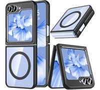 Funda magnética para Samsung Hensinple 6 (compatible con MagSafe), transparente, a prueba de golpes, delgada, resistente, de policarbonato duro transparente, parte trasera transparente, color negro