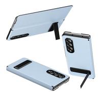 Funda magnética para Samsung Z Fold4, Soporte de amortiguación Incorporado Horizontal/Vertical, Carcasa de Cuero PU para Samsung Galaxy Z Fold 4-Azul Cielo