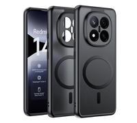 Funda Magnética para Xiaomi Redmi Note 14 Pro Plus/14 Pro+ 5G Case Compatible con MagSafe, Funda de Silicona Flexible + Acrílico Carcasa Respaldo Translúcida Mate Slim Antigolpes Cover (Negro)