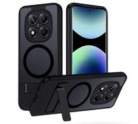 Funda Magnética para Xiaomi Redmi Note 14 Pro Plus/14 Pro+ 5G Compatible con Magsafe, Carcasa Soporte Invisible con Protectora Antigolpes Militar Translúcida Mate Trasera Antideslizante Case, Negro