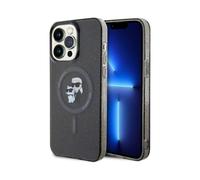 Funda MagSafe Karl Lagerfeld Karl & Choupette Glitter, Negra - iPhone 15 Pro Max