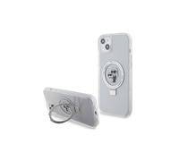 Funda MagSafe Karl Lagerfeld Ring Stand para iPhone 15 Plus, color blanco.