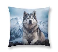Funda Malamute De Alaska Cremallera Funda Protectora Lavables Cubierta para Almohada Jardín Sofá 45X45Cm