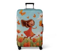 Funda Maleta Chica Naranja Equipaje Cubierta Impresión Elástico Lavable para Maleta,Reutilizable Protectora Equipaje De Viaje, Suave De Anti-Polvo