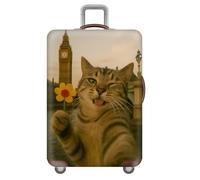 Funda Maleta Grande,Animales Viajes Arquitectura Flores Funda EláStica Universal para Maleta,Lavable Y Antipolvo,Funda para Equipaje,Fundas para Maletas,Luggage Cover (Gato,L(25-28inch))