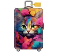 Funda Maleta Grande Funda Maleta Cabina Elástica con Cremallera Espacio Gatos Perros Flores Animal Print 3D Funda Grande Lavable (Color 1,L (26-28in))