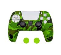 Funda Mando PS5- Impermeable, Resistente y Antideslizante -Diseño Verde Camuflaje - Protección Segura para Mandos ps5 Duraderos- con Juego de empuñaduras a Juego con la Funda para Mando ps5