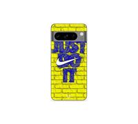 Funda - MANIACASE - Google Pixel 8a Pro - Logo Just Do It - Flexible - Azul Frente Amarillo