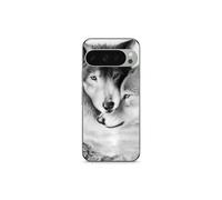 Funda - MANIACASE - Google Pixel 9 Pro - Flexible - Negro - Motivo El lobo y la loba