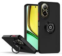 Funda Mate con Borde Negro y Anillo Giratorio 360 para Realme C67 4G