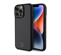 Funda Mercedes iPhone 15 Pro Max, Negra - Fibra de Carbono Dinámica
