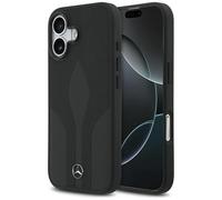 Funda Mercedes MagSafe iPhone 17 De Cuero Negro Con Logo Estrella De Metal