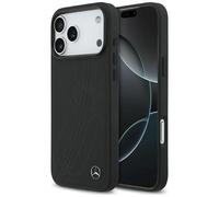Funda Mercedes MagSafe iPhone 17 Pro Max Cuero Negro Logo Estrella Metal