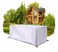 Funda Mesa Exterior Impermeable 155x80x80cm/LxWxH Cubierta Protectora Muebles Rectangular 420D Oxford Funda Muebles Jardin Resitente al Polvo para Muebles Exterior Mesa Silla Funda Impermeable Plata