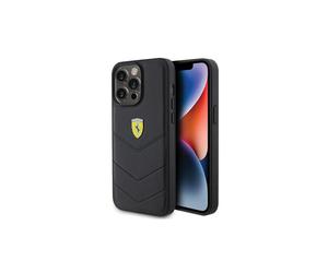 Funda metálica acolchada con el logotipo de Ferrari para iPhone 15 Pro Max de 6,7 pulgadas, color negro - FEHCP15XRDUK