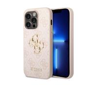 Funda metálica con logotipo Guess 4G, rosa - iPhone 15 Pro