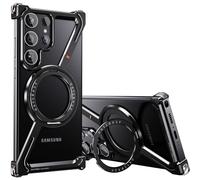 Funda minimalista OATSBASF compatible con Samsung Galaxy S24 Ultra, soporte de 360, parachoques metálico sin marco, carcasa a prueba de golpes,