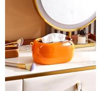 Funda moderna para caja de pañuelos de montaje en pared con mecanismo de resorte y diseño de boca ancha para un fácil acceso a los pañuelos en el hogar y el baño (naranja)