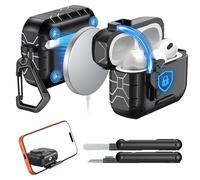 Funda MoKo para AirPods Pro 1/2,Compatible MagSafe,Cierre de Seguridad y Soporte de Teléfono para AirPods Pro 1/2 Funda Cubierta,Auto Pop-Up Full Drop Protective Cover with Cleaner Kit