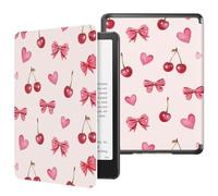 Funda MoKo para All-New 7" Ebook Readers 2024, Cubierta Protectora Ligera de PU con Auto Wake/Sleep para E-Reader, Cereza y Arco