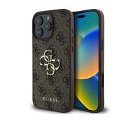 Guess Funda Compatible con iPhone 16 Pro MAX Back-Cover hul - 4G PU Big Logo - Marrón (iPhone 16 Pro MAX)