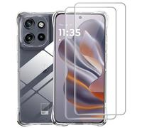 Funda Motorola Moto Edge 50 Neo/60 Neo + 2 unidades, protector de pantalla de vidrio templado y silicona TPU (transparente)