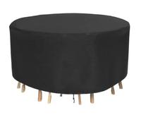 Funda Mueble Jardín Juego de mesa y sillas tela Oxford negra, cubierta con cordón, protector for muebles exterior(163x84cm)