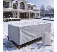 Funda Muebles Jardín Exterior Impermeable Protección 190x70x75cm/LxWxH | 600D Oxford Funda Protectora Mesa Silla Sofá Conjunto Resistente Invierno Antipolvo Anti UV Antiviento Lluvia Nieve,Plateado