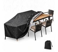 Funda Muebles Jardín Invierno, Lona para Muebles Exterior 200Lx90Wx95H cm | Funda Negra Impermeable 420D para Muebles de Jardín, Rectangular Resistente al Viento para Mesa y Mobiliario Exterior