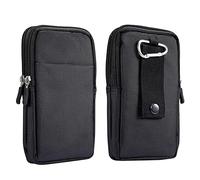 Funda multifunción doble para teléfono para hombre, soporte de nailon para teléfono celular, con trabilla para cinturón y clip, cartera para cinturón para smartphone, 2 bolsillos con cremallera