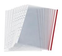 Funda multitaladro q-connect din a4 70 micras pp cristal con borde rojo bolsa de 10 uds - KF18051