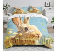 Funda Nórdica 135 Conejo Azul del Cielo Funda Cama Modernas Antiarrugas Colcha Cama 135 con Cremallera Colchas Microfibra Fundas Nordicas+2 Funda Almohada 50x75cm