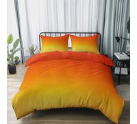 Funda nórdica 135 x 200 cm de Microfibra, Fondo con Degradado Vibrante Juego de Cama Estampado con 2 Fundas de Almohada Color Naranja Funda nórdica Reversible Estampada para Las 4 Estaciones