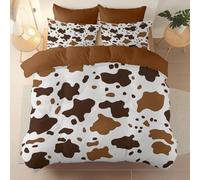 Funda nórdica 135 x 200 cm Juego de Cama Doble, Funda nórdica Estampada Estampado Animal Estampado De Vaca Microfibra Reversible con Cremallera, 2 Fundas de Almohada, Broncearse