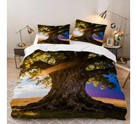 Funda Nórdica 135x200 cm Paisaje de Árbol Niño Niña Chico 3 Piezas Ropa de Cama Microfibra Mirada Campestre Funda Edredon y Funda de Almohada