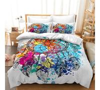Funda Nordica 135X200 Prevenir Alergia Atrapasueños Funda Edredon Cama 90 Suave Y Cómodo Funda De Almohada con Dos 40X75Cm Impresión 3D Fundas Nórdicas con Cremallera Fibra Extrafina