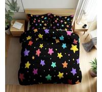 Funda Nordica 180x200 Luces De NeóN De Colores Funda Nordica Cama 105 Estrellas Suave Transpirable Conjuntos de Cama Microfibra Funda-Nórdica con Cremallera y 2 Fundas de Almohada 50x75cm W117