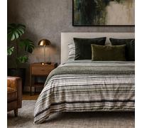 Funda Nórdica 2/3 Piezas Reversible para Cama 90/135/150 cm - Funda de Edredón Algodón 100% Rayas Verdes - Funda + 1 o 2 Fundas de Almohadas - Juego de Cama Estampada Rayas (Cama 90 CM)