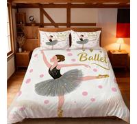Funda Nórdica 200x200 cm Chica de Ballet Niño Chico Adolescente 3 Piezas Ropa de Cama Microfibra Niños Niñas Funda Edredon con 2 Fundas de Almohada
