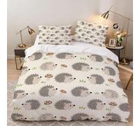 Funda Nórdica 200x200 cm Erizo Niño Chico Adolescente 3 Piezas Ropa de Cama Microfibra Champiñón Funda Edredon con 2 Fundas de Almohada